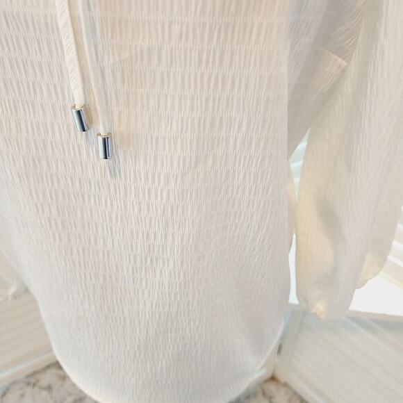 ELIZABETH AND JAMES WHITE BALLOON SLEEVE BLOUSE LARGE - Picture 4 of 7